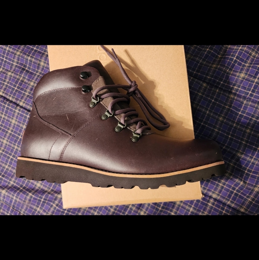 UGG HAFSTEIN SLATE WATERPROOF LEATHER FUR SNOW ANKLE MEN's BOOTS US 10